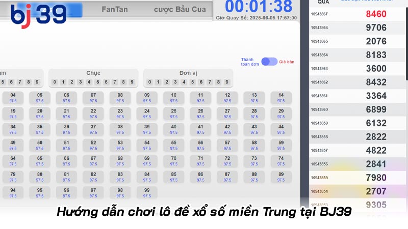 Hướng dẫn chơi lô đề xổ số miền Trung tại BJ39